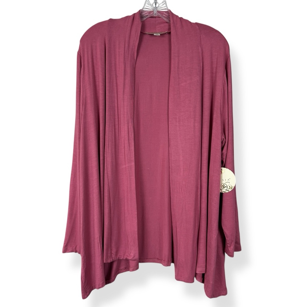 Misia Curvy Cardigan Womens Plus Size 2X Solid Dusty Pink Open Front NWT